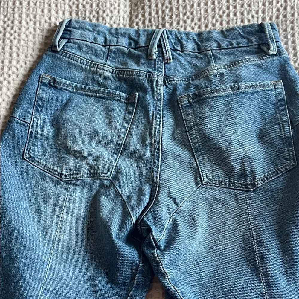 GOOD AMERICAN Blue Patchwork Straight-Leg Jeans - Picture 4 of 5